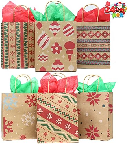 ג ' ויין 24 שקיות מתנת קראפט לחג המולד לנייר חג, שקיות גודי לחג המולד, חג המולד, כיתות לימוד ומסיבות