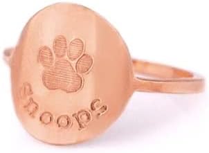 ארוך ליטר כלב טבעת מותאם אישית הדפסת שרשרת לחיות מחמד טבעת זיכרון של כלב מחמד זיכרון תכשיטי טבעת לחיות מחמד-עלה