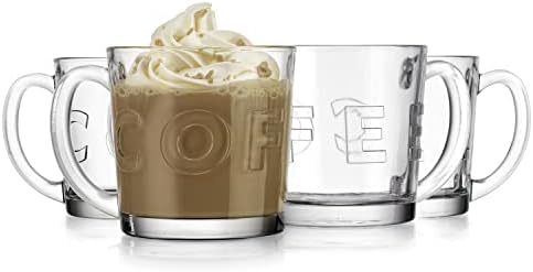 הסט של גלאבר של 4 ספלי קפה מובלטים - כוסות קפה ברורות לאספרסו, מוקה, קפוצ'ינו, 11.5 גרם ספלי קפה עם ידית