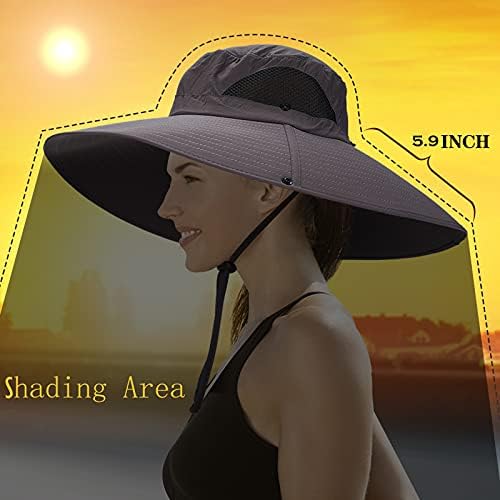 בגד גוף נשים סופר רחב שולי שמש כובע עד50 + עמיד למים דלי כובע לדיג, טיולים, קמפינג