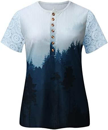 טרנדי מקרית קצר שרוול חולצות לנשים קיץ מודפס חולצות כיכר צוואר בציר בתוספת גודל קל משקל