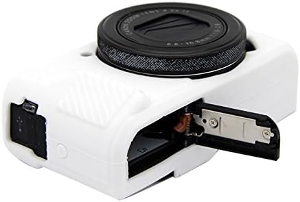 קייס סיליקון מצלמה גומי כיסוי מגן עור עבור קנון פאוורשוט ג7איקס מארק השני מצלמה דיגיטלית + בד מיקרופייבר-לבן