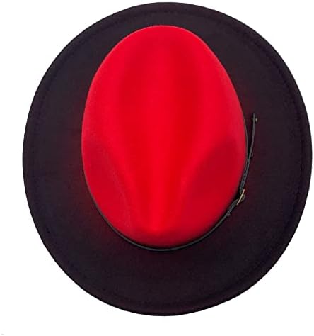 וילהוי רחב שוליים פדורה כובעים לנשים וגברים שני טון הרגיש כובע שיפוע שמלת כובע