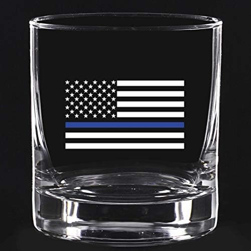 מזל ירה - אמריקאי ארהב דגל עם כחול קו עיצוב ויסקי זכוכית / ארצות הברית חוקה ואנחנו את אנשים