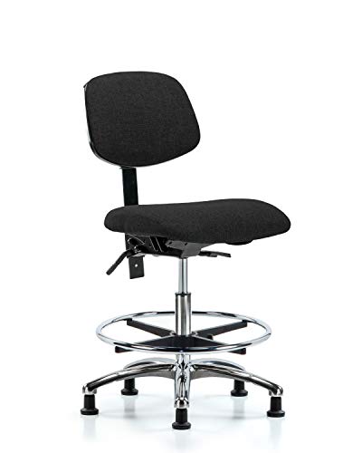 לבטק ישיבה סגן 42083 כיסא ספסל בינוני, בד, בסיס כרום/טבעת רגל, מחליק, שחור