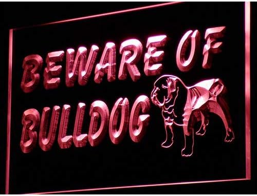 Advpro היזהר מהתצוגה של בולדוג כלב LED שלט ניאון אדום 24X16 אינץ 'ST4S64-I837-R