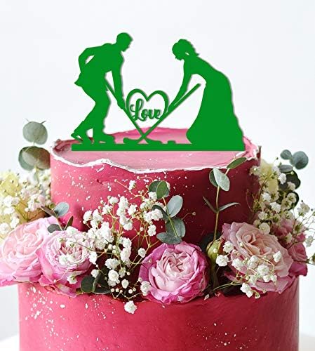 טופר עוגת חתונה הוקי - קישוטים עוגתיים אקריליים בהתאמה אישית - חתן מושך כלה - טופר עוגת MR ו- MRS בהתאמה