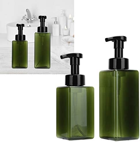 מתקן בקבוקי משאבת Cyrank 2 יחידות, מתקן סבון פלסטיק ירוק מערך ריבוע ריבועי לשימוש חוזר לבקבוקי
