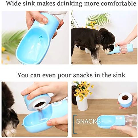 בקבוק מים לכלבים מאוק להליכה, מתקן מים רב תכליתי ונייד לנסיעות כלבים עם מיכל מזון,כוס משולבת