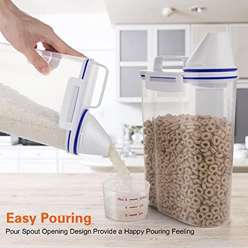 אורז אחסון סל דגנים מכולות מתקן עם משלוח פלסטיק + אטום עיצוב + כוס מדידה + יוצקים זרבובית - 2
