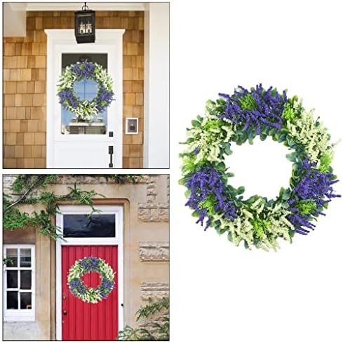 ZCMEB Lavender זר פרחים מזויפים לדלת הכניסה, עיצוב קיר מתנות חיצוניות פנימיות
