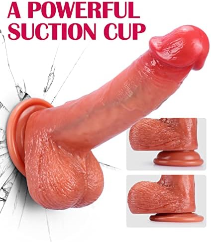 גביע היניקה דילדואים ריאליסטיים 8 אינץ ' - סיליקון מזויף פין מזויף צעצועי מין למבוגרים לנשים הנאה, דילדו מתחיל