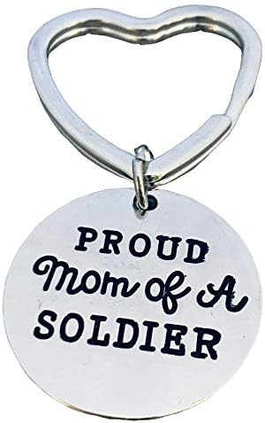 אינפיניטי אוסף גאה חייל אמא מחזיק מפתחות, אהבה שלי חייל תכשיטים, מתנה לאמא, צבאי אמא לב מפתח טבעת