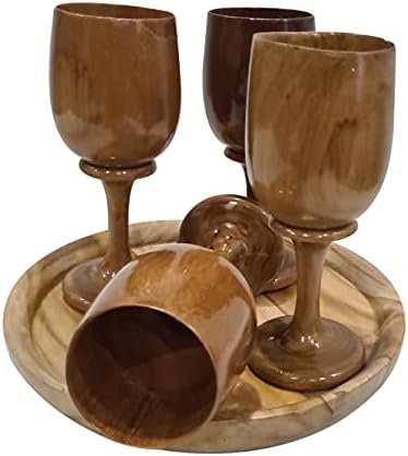 בעבודת יד עץ גביע סט של 4 הגשת מגש פרימיום עץ גביע על ידי הוענק אומנים כלי שתייה שולחן דדקור בציר לגימה מיד לשתות