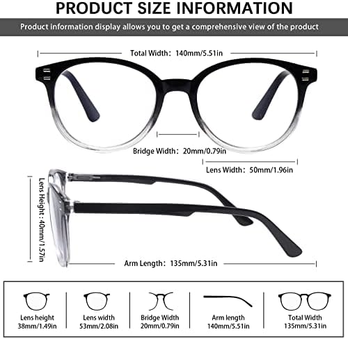 זונלון קריאת משקפיים 5 חבילה כחול אור חסימת עבור גברים נשים, אופנתי משקפיים מחשב קוראי עם אביב ציר