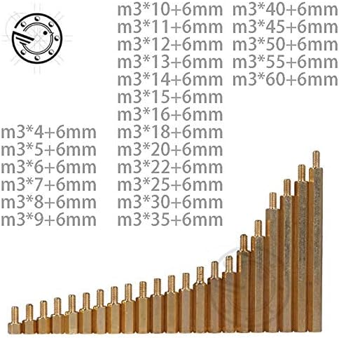 בורג M3 זכר 6 ממ x M3 נקבה 4-60 ממ פליז מרווח עמד