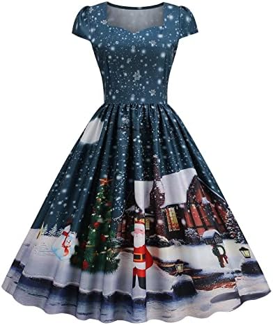 שמלות חג המולד של Zefotim לנשים 2022 אלגנטית מזדמנת שמלת פרע של קוקטייל מסיבת שרוולים ארוכת שרוולים.