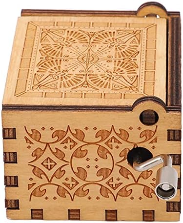 Yyqtgg קופסת מוסיקה של כננת יד, קופסת מוזיקת ​​עץ מעודנת ביצירה רטרו סגנון רטרו חומר עץ נייד לניתן מתנות לקישוט
