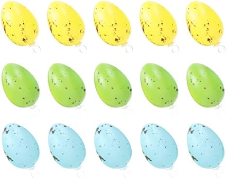קישוטי קישודים של AMOSFUN 36 יחידות ביצה פסחא קישוט תלייה ביצה פלסטיק ביצה פסחא תליון ביצים ביצי פסחא ציוד