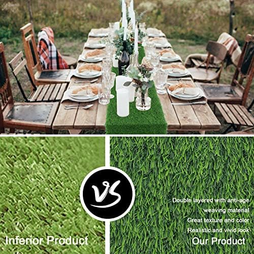 מחצלת רץ לשולחן דשא מלאכותי 12 על 36 אינץ ' ירוק מלאכותי שולחן דשא מזויף לחתונה, מסיבת יום הולדת, אירועים,