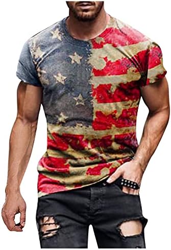 כוכבים ופסים מדפיסים חולצת טריקו לגברים דגל אמריקאי ארהב יום העצמאות יום 4 ביולי חולצת טי חייל