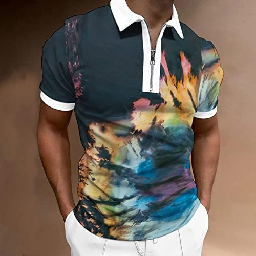 UBST 2022 חולצות פולו חדשות לגברים, קיץ שרוול קצר רוכסן צווארון צווארון קז'ואלי מתיחה הנלי רוכסן גולף חולצות