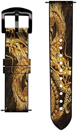CA0447 דרקון זהב סיני מודפס עור וסיליקון רצועת רצועת שעונים חכמה למאובנים Mens Gen 5e 5 4 Sport