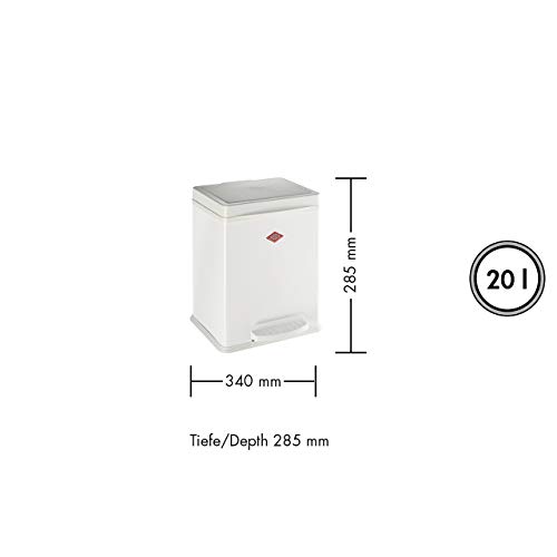 WESCO 380411-01 פח אשפה דוושה, לבן, גודל: 13.4 x 16.9 x 11.2 אינץ ', סל דוושת מטבח, כפול נפרד