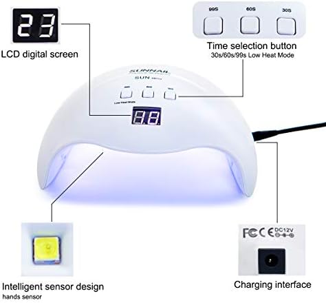 מנורת ציפורניים של UV LED, אור ציפורניים ג'ל לקטוש לק 40W מייבש UV עם טיימרים