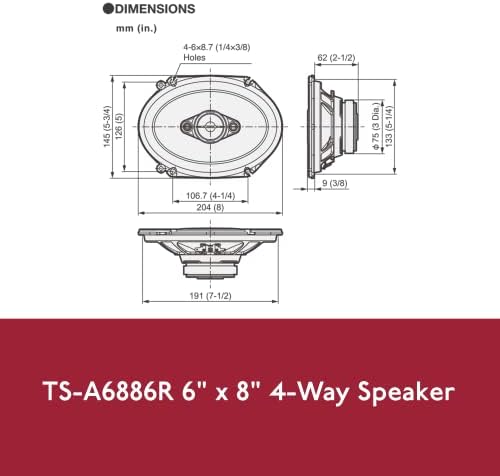 פיוניר TS-A6880F 6 x 8 350 וואט מקס פאוור A-Series 4-כיוונים רמקולים קואקסיאליים רמקולים קואקסיאליים זוגות עם