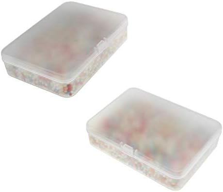 Goodma 8 חתיכות קופסאות פלסטיק מלבניות מלבניות מלבני אחסון ריק מכולות עם מכסים צירים לפריטים קטנים