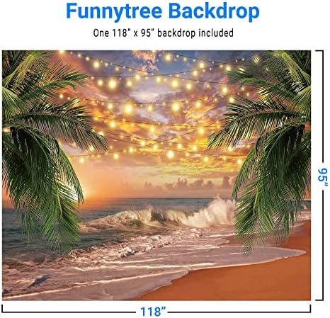 PrainityTree 10 x 8 ft שקיעה שקיעה חוף תפאורה הטרופית הטרופית קיץ עץ דקל עץ הוואי