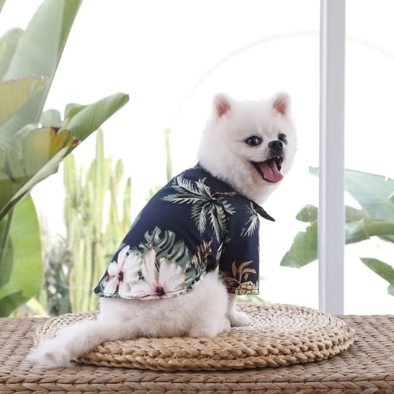 Secodrout Hawaii חולצת כלבים פרחונית, חולצות טריקו בקיץ מחמד בגדים מגניבים נושמים חולצות הוואי לכלבים בינוניים