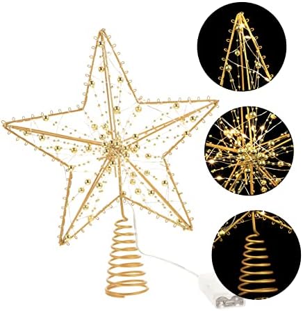 עץ Bettoyard Pentagram Tree Top Star Cheistmas Topper Topper מואר צמרת צמרת חג המולד עיצוב סופי