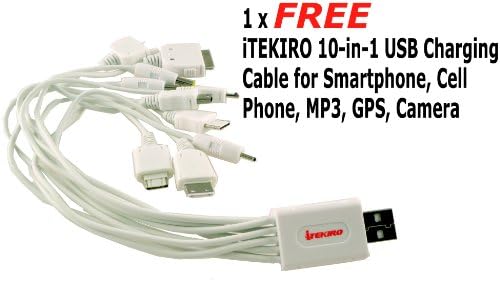 ITEKIRO קיר AC DC ערכת מטען סוללות לרכב עבור PENTAX OPTIO S5Z + ITEKIRO 10 ב -1 USB כבל טעינה