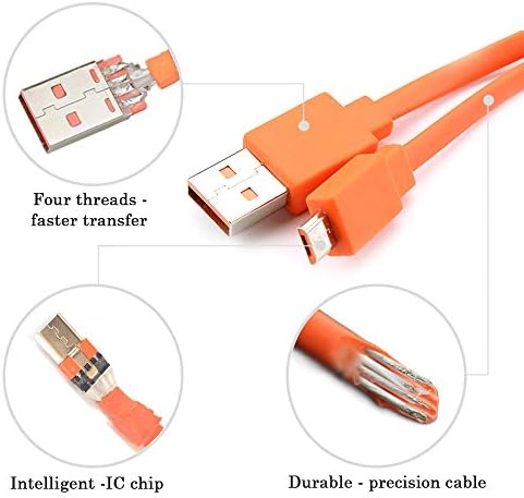 כבל כבל מטען USB של מיקרו USB תואם למטען JBL 3, טעינה 2, הפוך 4, דופק 2, הפליפ 2, הפוך 3, טעינה 2 פלוס טלפונים