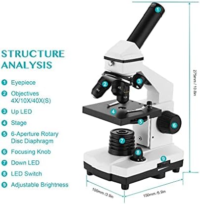 64-640 מיקרוסקופ ביולוגי מקצועי למעלה / למטה הוביל מיקרוסקופ חד-עיני לסטודנטים חינוך ילדים עם שקופיות