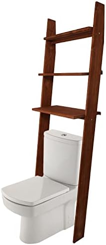 עיצוב עץ ג'נסיס מעל מארגני האמבטיה לשירותים מדפים, בודד 3 שכבות מעל מדף סולם האחסון לשירותים,