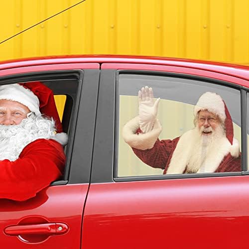 מדבקות חלון רכב שקופות של סנטה חצי מדבקות חלון מכונית לחג המולד מדבקות קישוט לחג מדבקות בקבוק מים