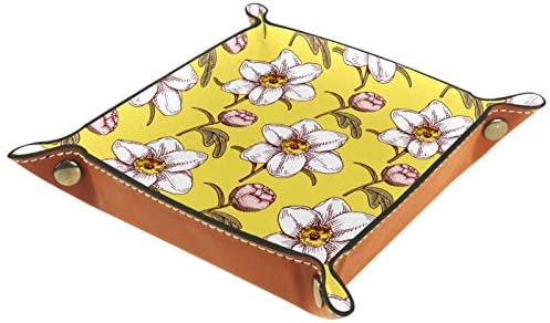 Lyetny Floral Forloral Whoofe Tray מגש אחסון מיטה מיטה קאדי שולחן עבודה מגש החלפת מפתח ארנק קופסת