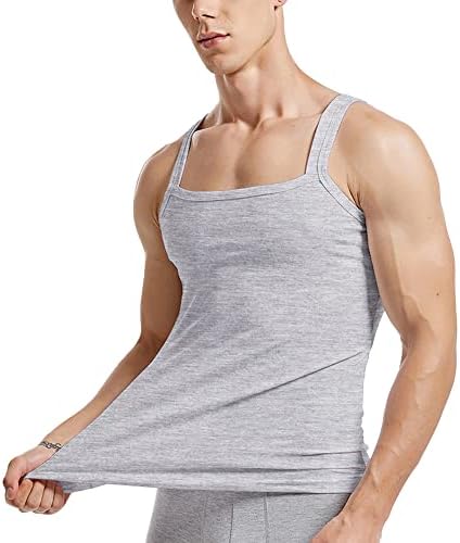גופיות אופנה לקיץ גברים חולצות דחיסה ללא שרוולים מרובעות שרירים חתוכות