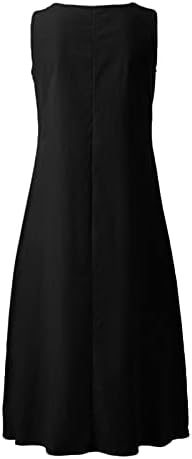 Fragarn Womens Spring Fashion 2023, נשים שמלת חג קיץ חוף מוצק עגול צוואר עגול כיס נדנדה גדול שמלת מקסי