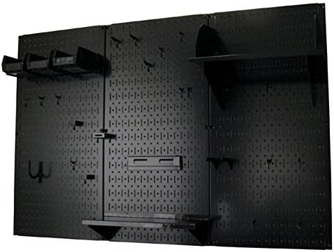 בקרת קיר 30-WRK-400 BB מארגן PEGBOARD מארגן מתכת מתכת סטנדרטית לאחסון אחסון אביזרים, 4 ', שחור/שחור