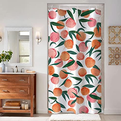 וילונות מקלחת אפרסק של Lifeel, וילון המקלחת של פירות המקלחת עיצוב צבעוני בהיר וחמוד בבה