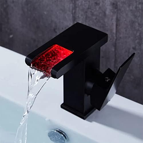 Jiuzhuo מודרני עתיק עתיק שחור LED מפל כיור אמבטיה ברז ברז משפשף ברונזה ידית יחידה