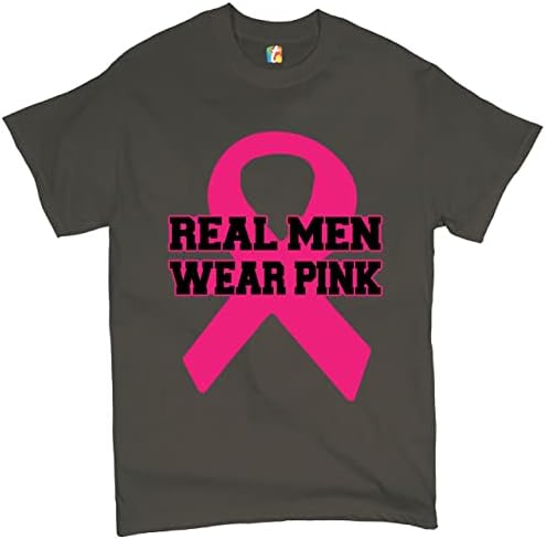 גברים אמיתיים לובשים חולצת טריקו ורודה לחולצת סרטן שד חודש חודש החידוש לגברים