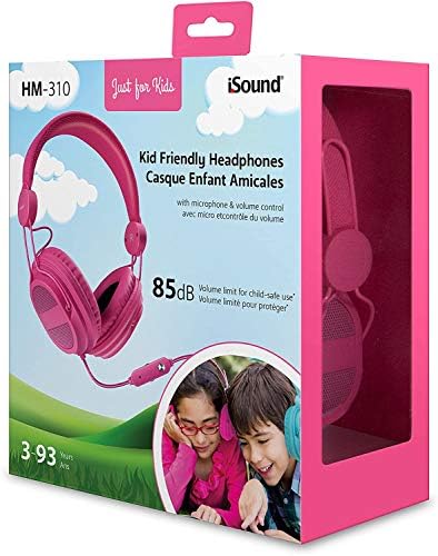 iSound DGHP-5538 אוזניות ידידותיות לילדים עם מיקרופון וכרך מוסיקה, ורוד