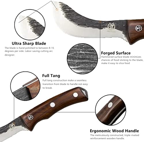 Zeng jia dao סכין עור רחב עם נדן בעבודת יד מלא טאנג בוש סיבוב סכין ציד סכין סכין סכין פחמן ידית עץ