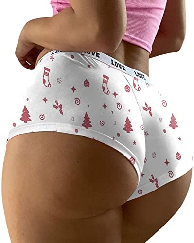 נשים עם נושאי חג מולד בנים תחתונים תחתונים של חג האהבה תחתונים סקסיים כותנה נוחה שפתיים דפוס תקצירי היפסטרים