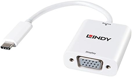 LINDY 43242 USB 3.1 סוג C לממיר מתאם VGA, לבן